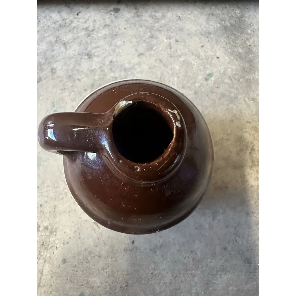 PURE CORN Rangeley Lakes, ME‎ Brown Glaze Stoneware mini jug moonshine. USA.